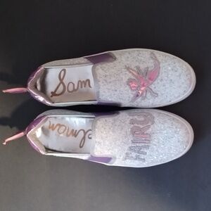 Sam Edelman Girls Purple Sneaker Glitter Fairy Slip On Casual Sz 2